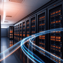 Modern data center infrastructure representing high-performance virtualization, highlighting the shift from VMware to Proxmox for open-source flexibility and enterprise-grade efficiency.